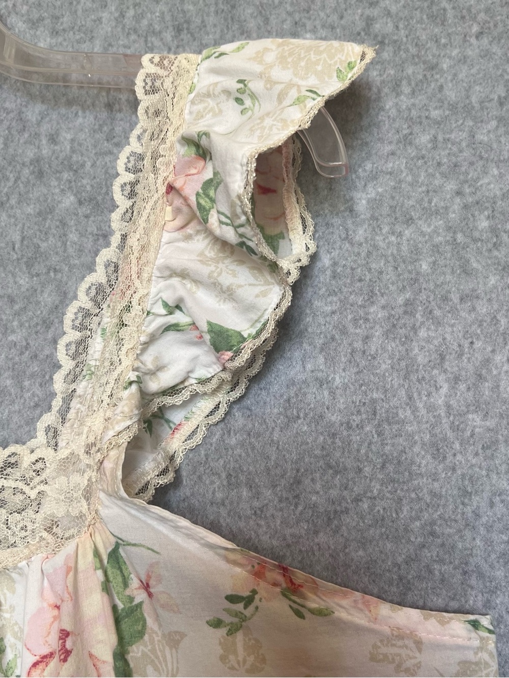 Vintage Laura Ashley Floral Nightgown Large 100% Cotton Lace Trim Cottagecore - Picture 3 of 11